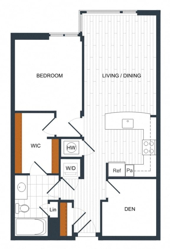 1D1 - One Bedroom W/ Den floor plan