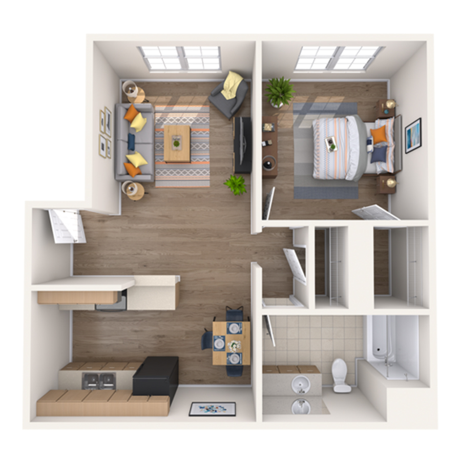 1A 1x1 floor plan