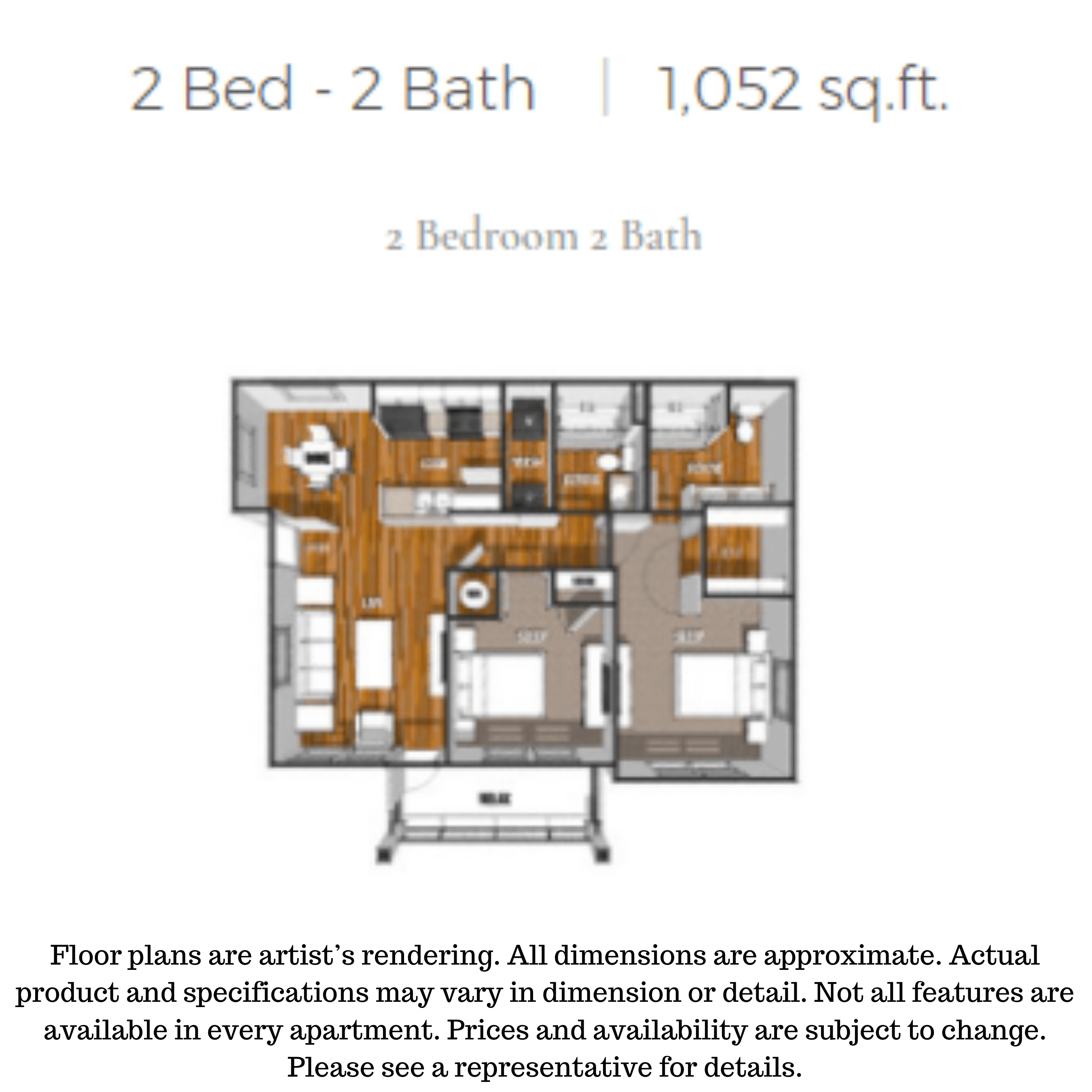 2 Bedroom 2 Bath floor plan