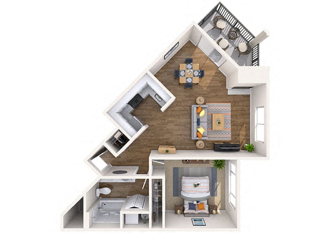 1x1 Large floor plan