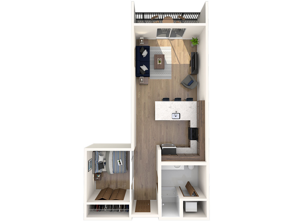 Open One Bedroom floor plan