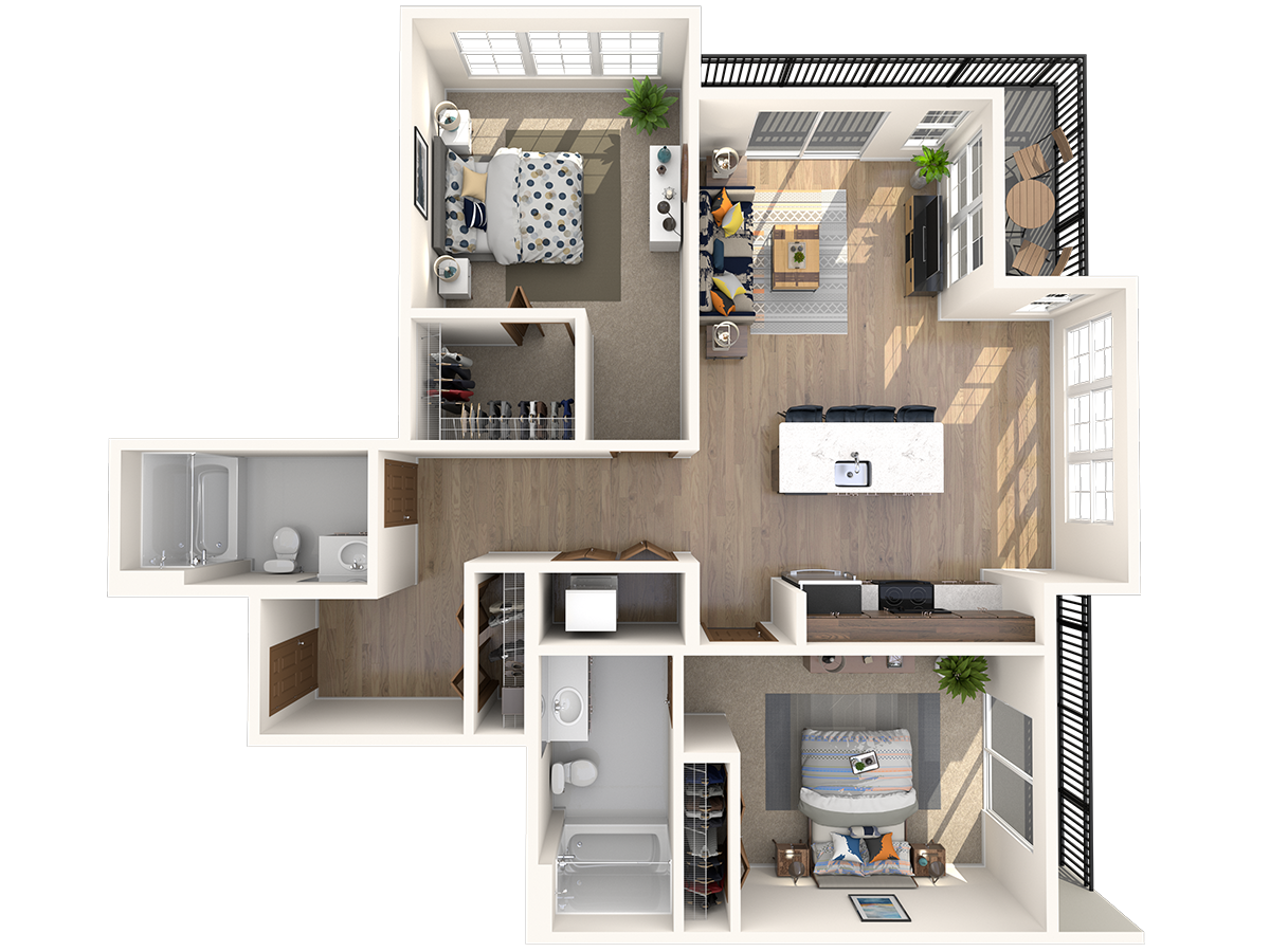 Two Bedroom, Two Bath floor plan