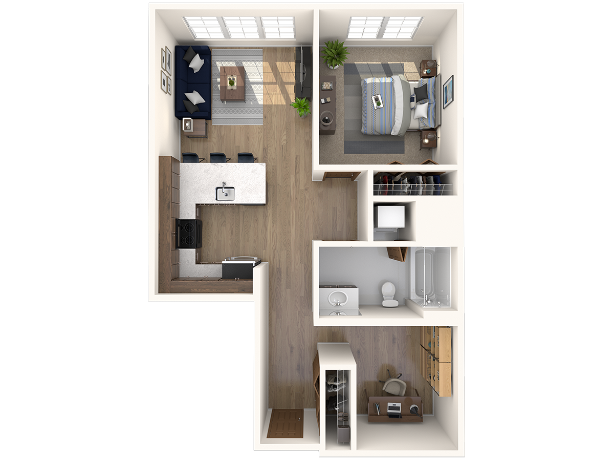 One Bedroom + Den floor plan