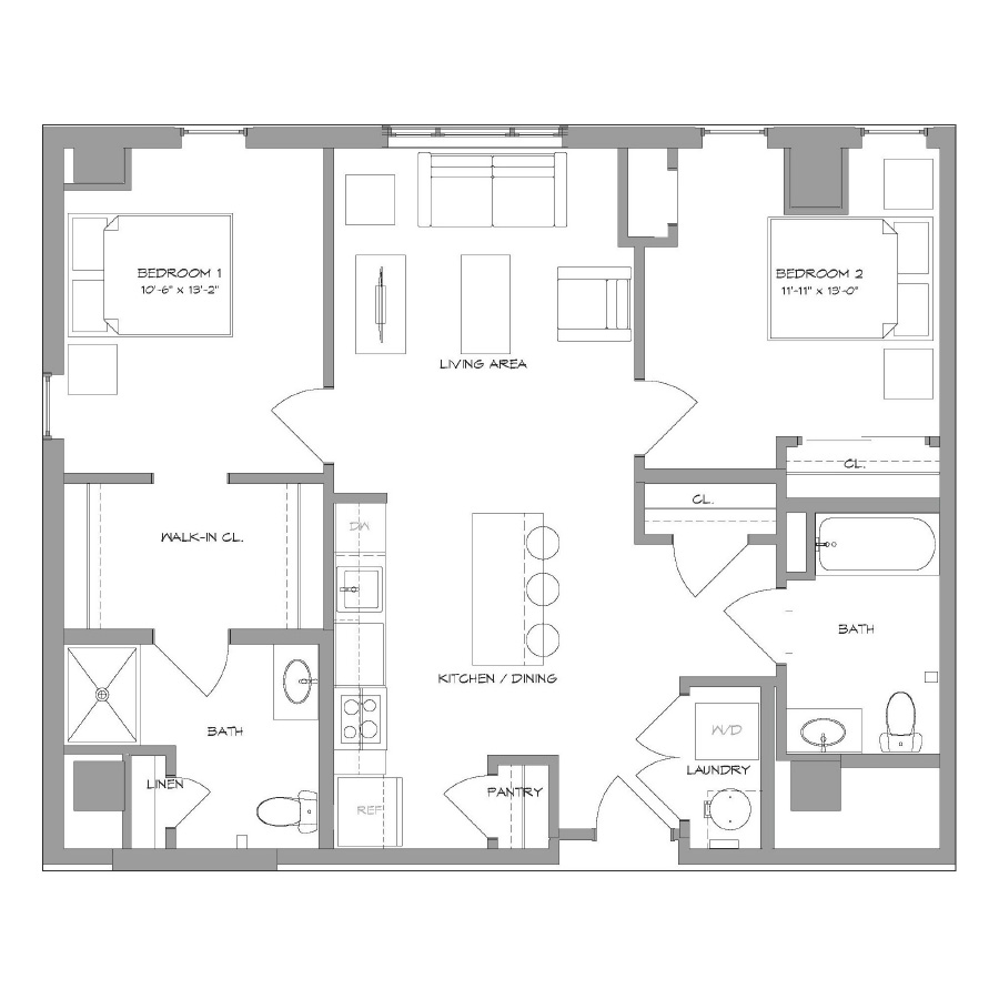 2BR4 floor plan