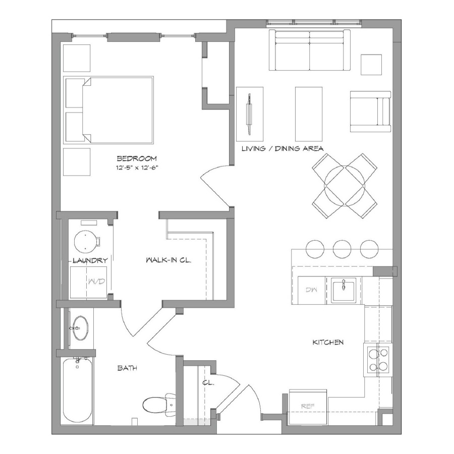 1BR1 floor plan