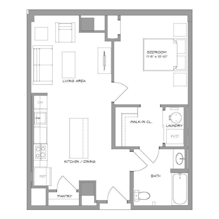 1BR6 floor plan