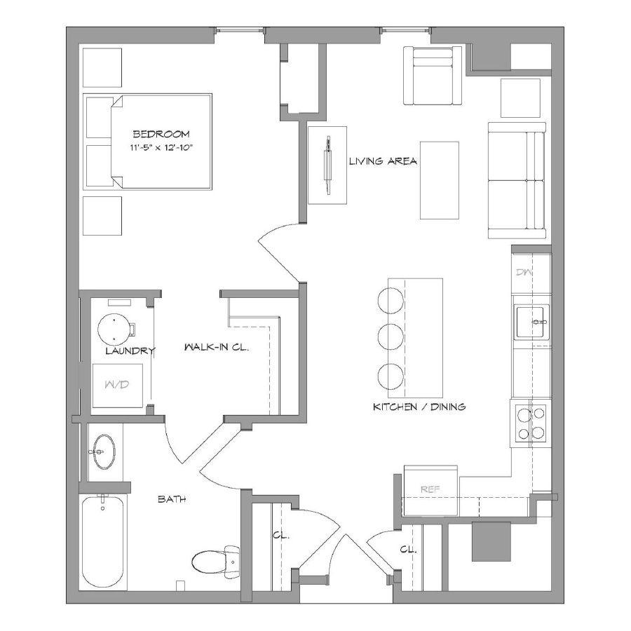 1BR3 floor plan