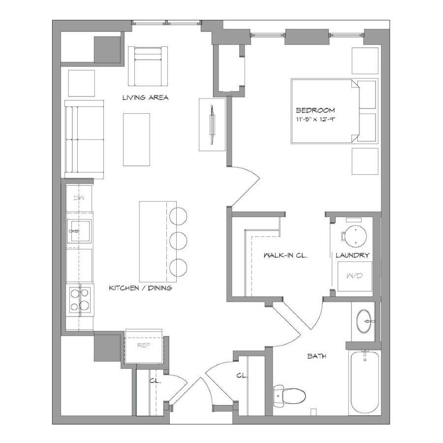 1BR15 floor plan