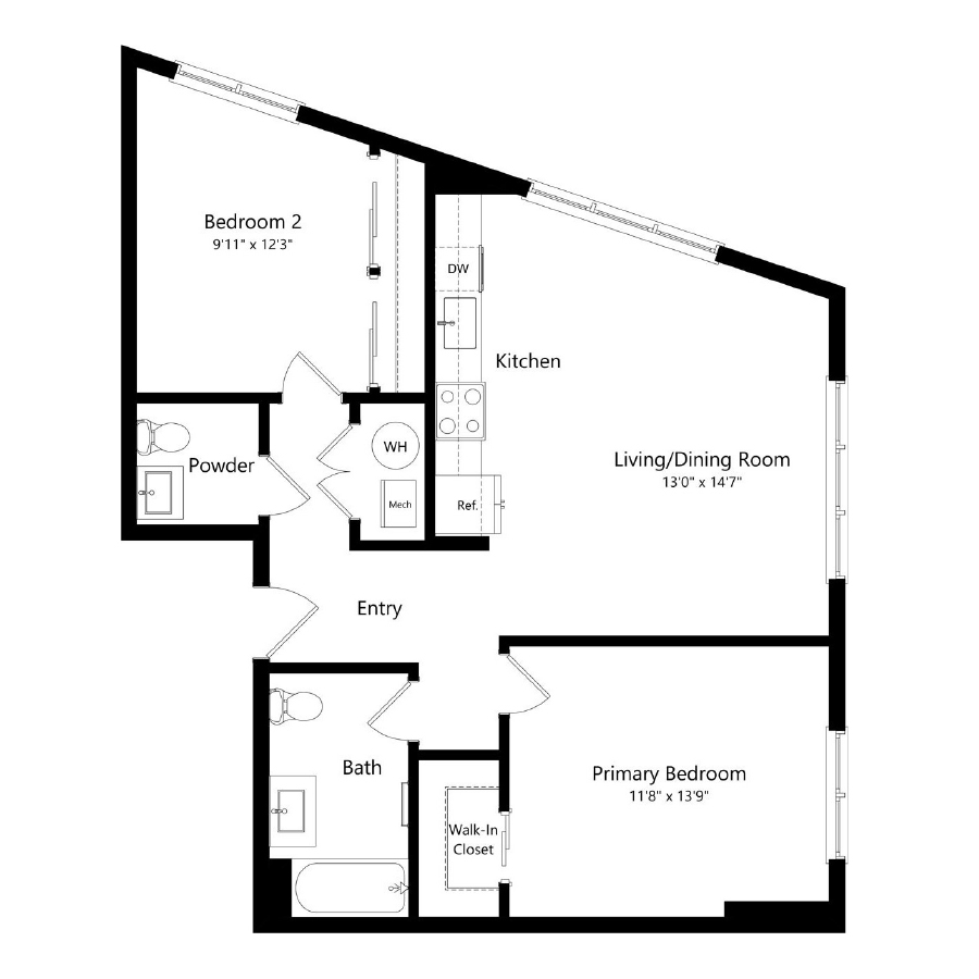 2 Bedroom 9 - B10 floor plan