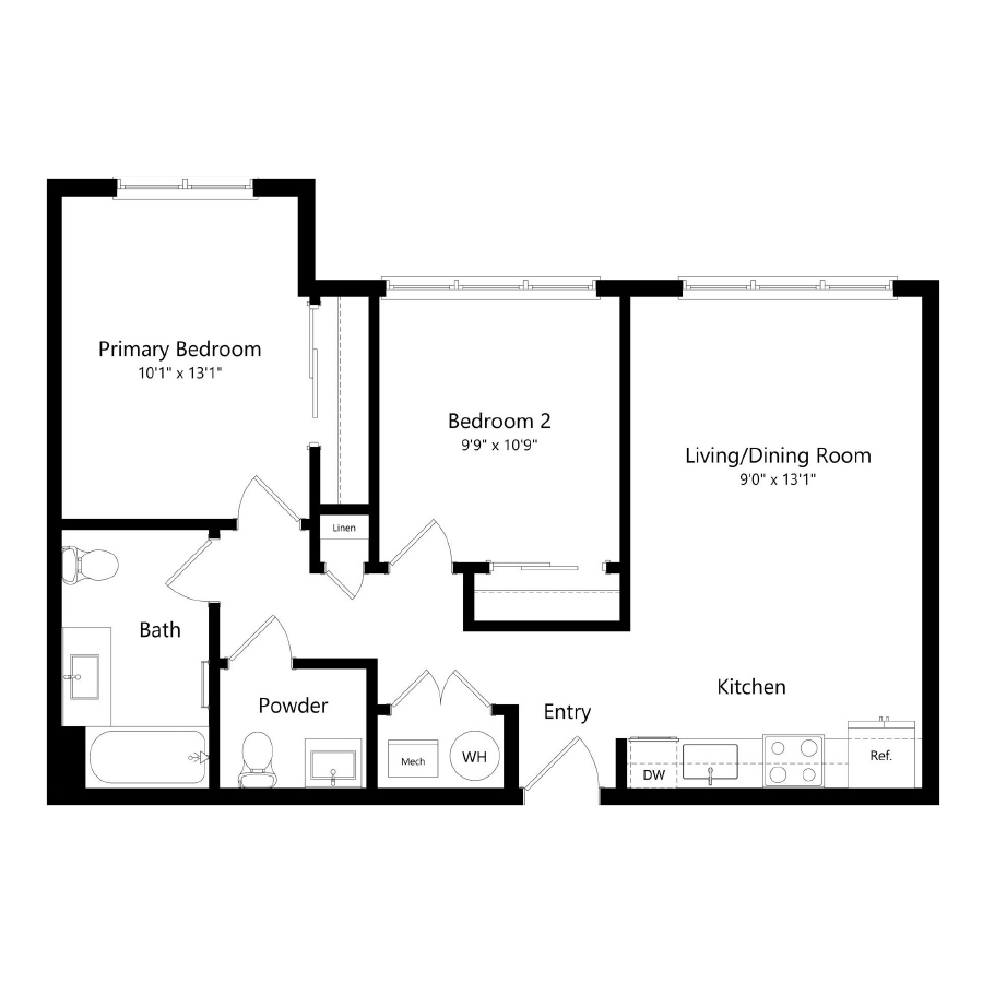 2 Bedroom 1 - B3 floor plan