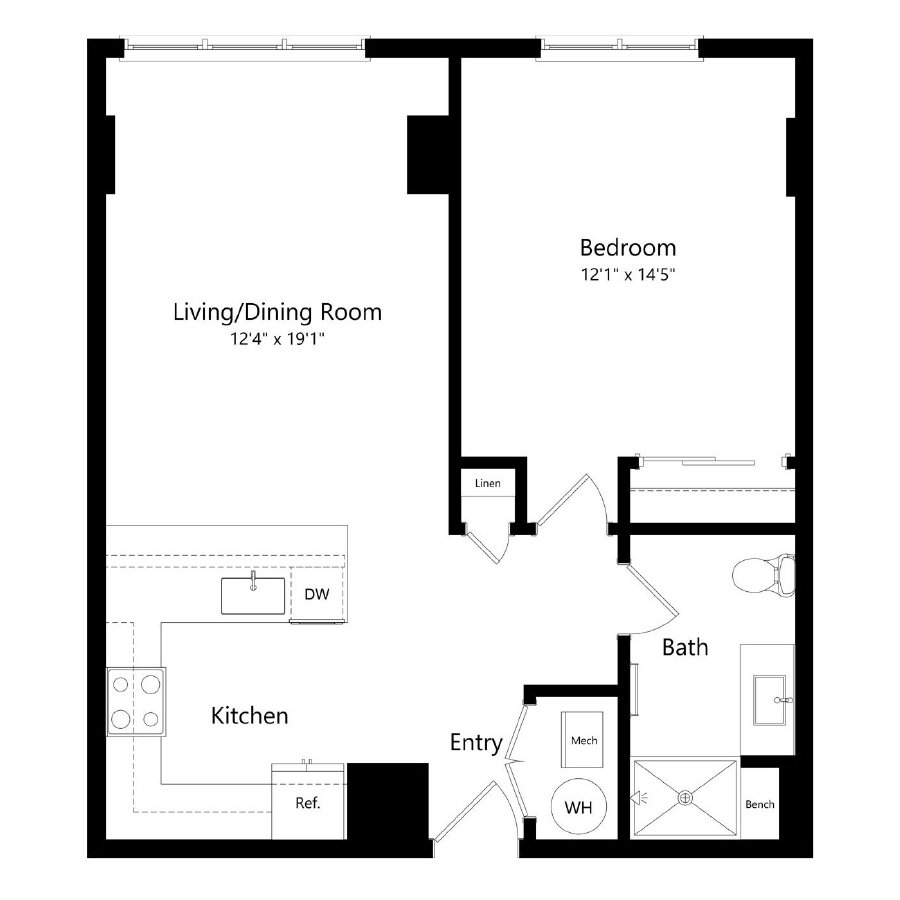 1 Bedroom 5 - A5 floor plan