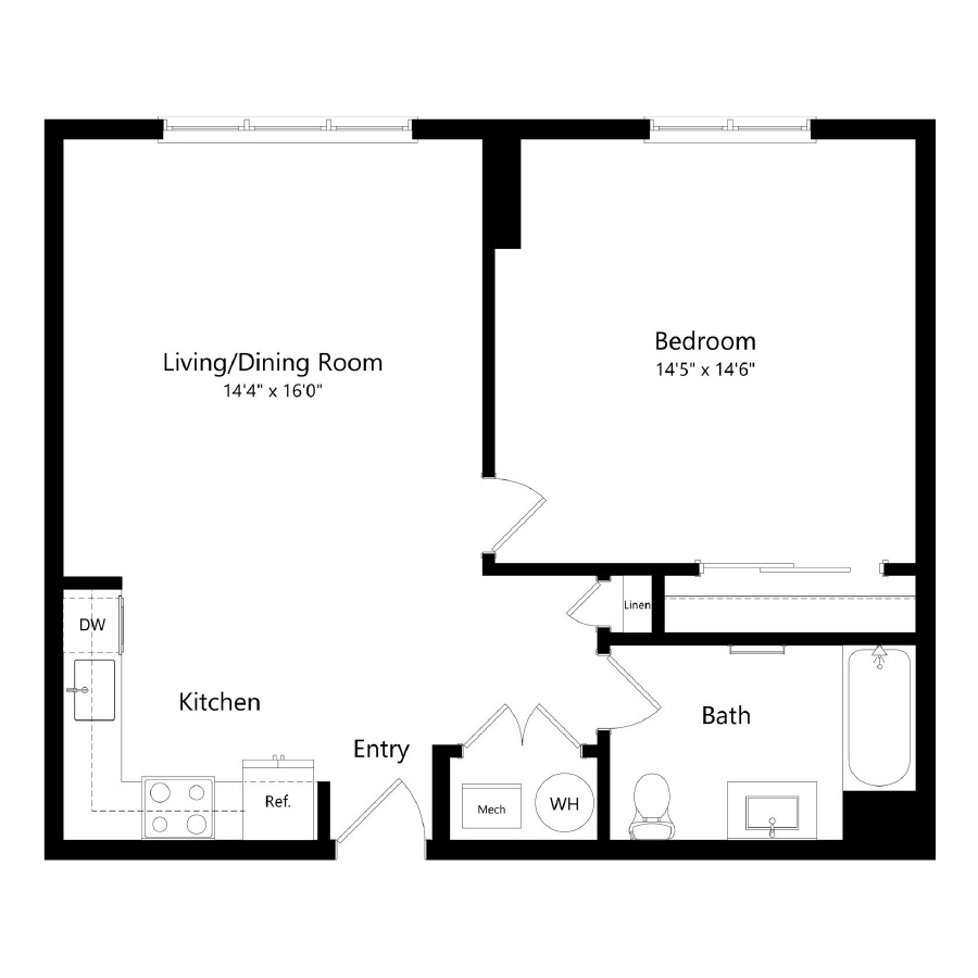 1 Bedroom 2 - A2 floor plan