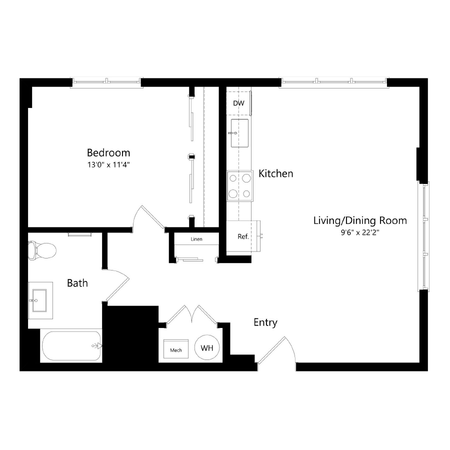 1 Bedroom 9 - A9 floor plan