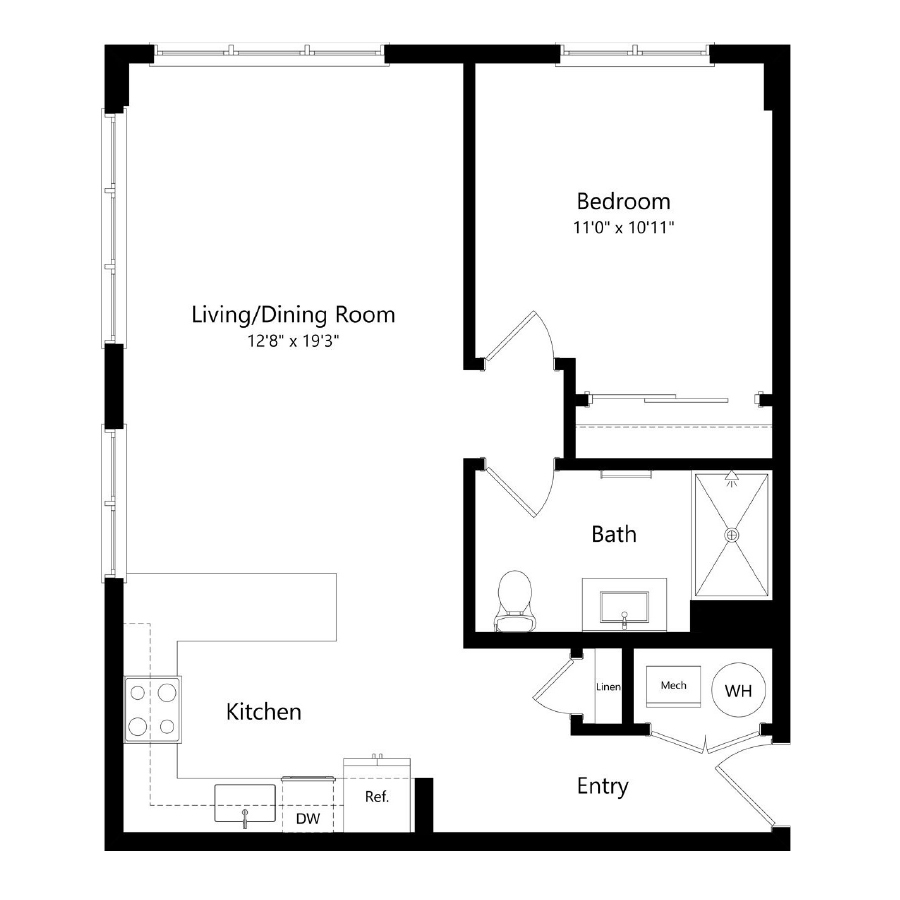 1 Bedroom 3 - A3 floor plan