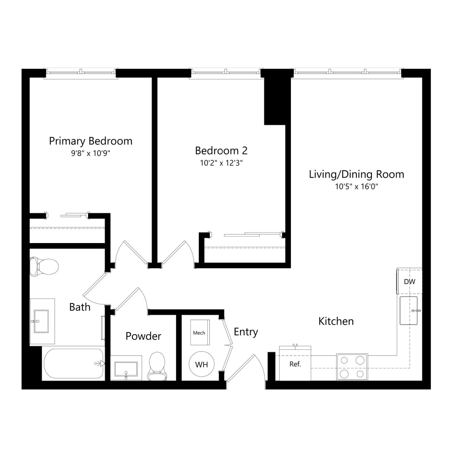 2 Bedroom 6 - B8 floor plan