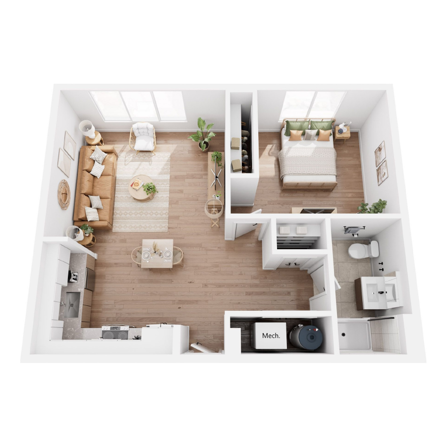 1 Bedroom 4 - A4 floor plan