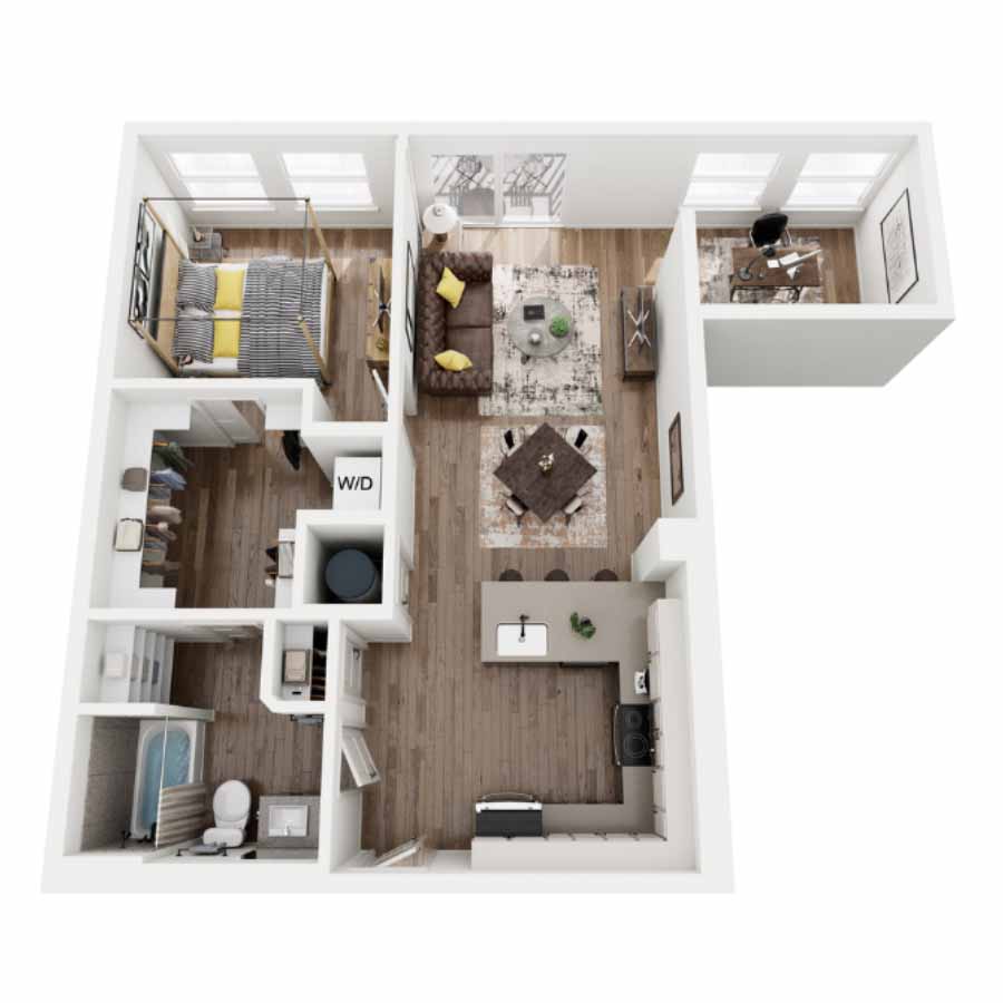 1BRwDen2 floor plan