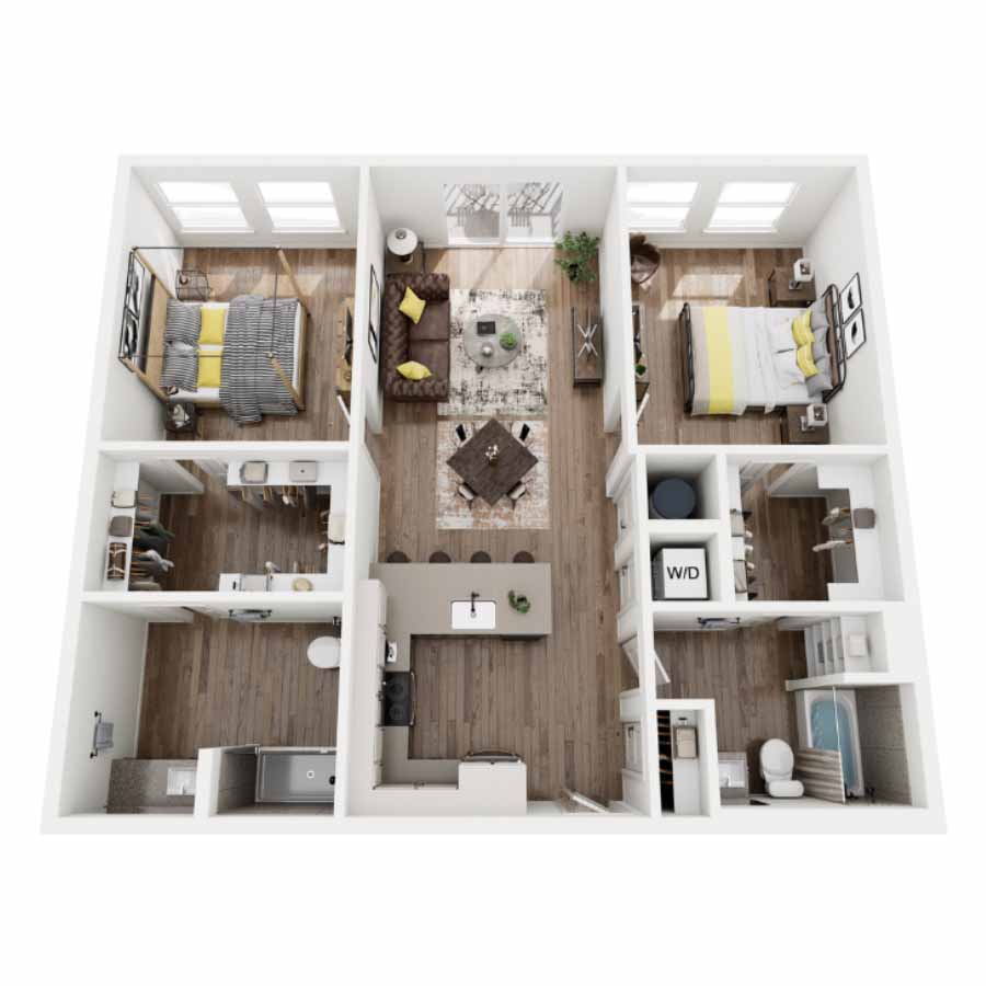 2BR1 floor plan