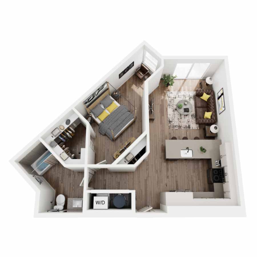 1BR2 floor plan