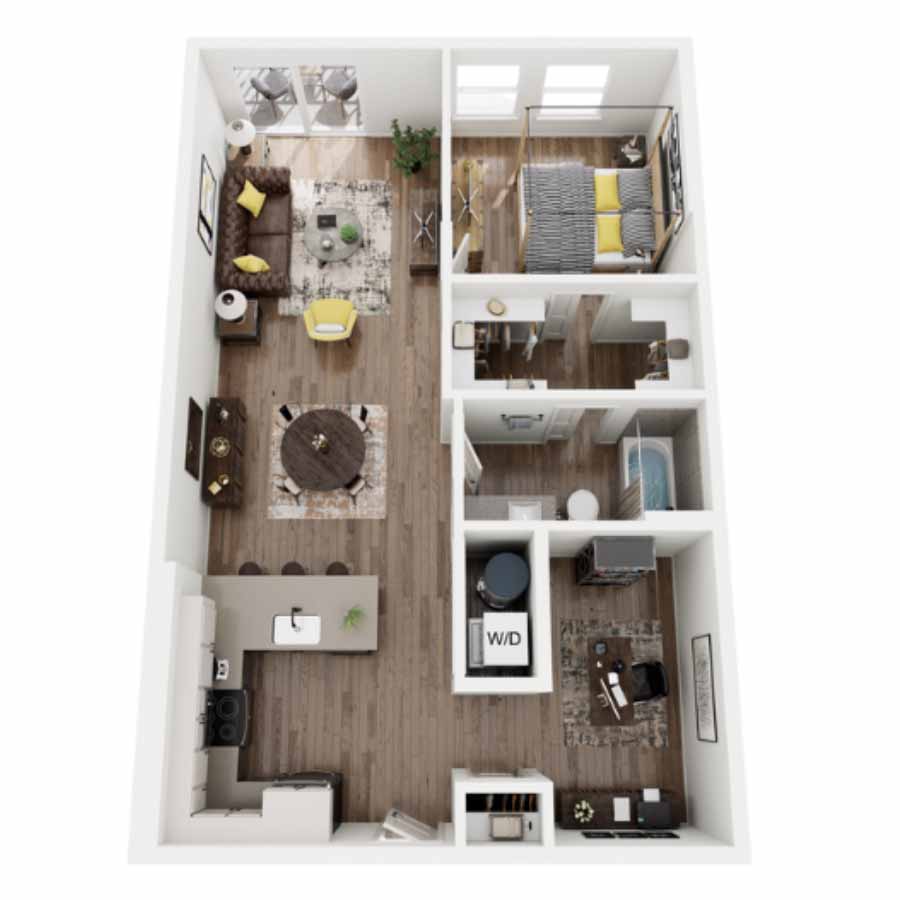 1BRwDen1 floor plan