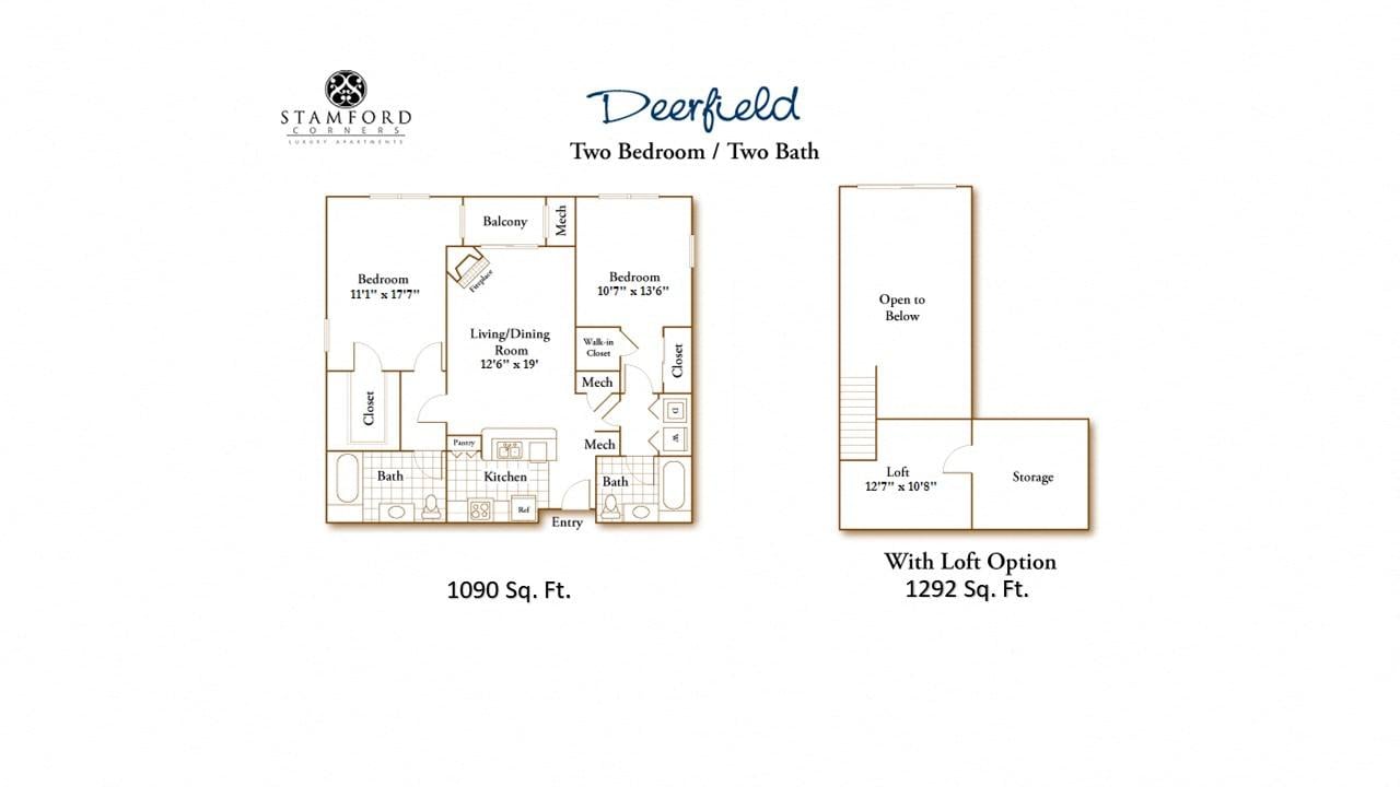 2 Bed/2 Bath-Deerfield w/Loft floor plan