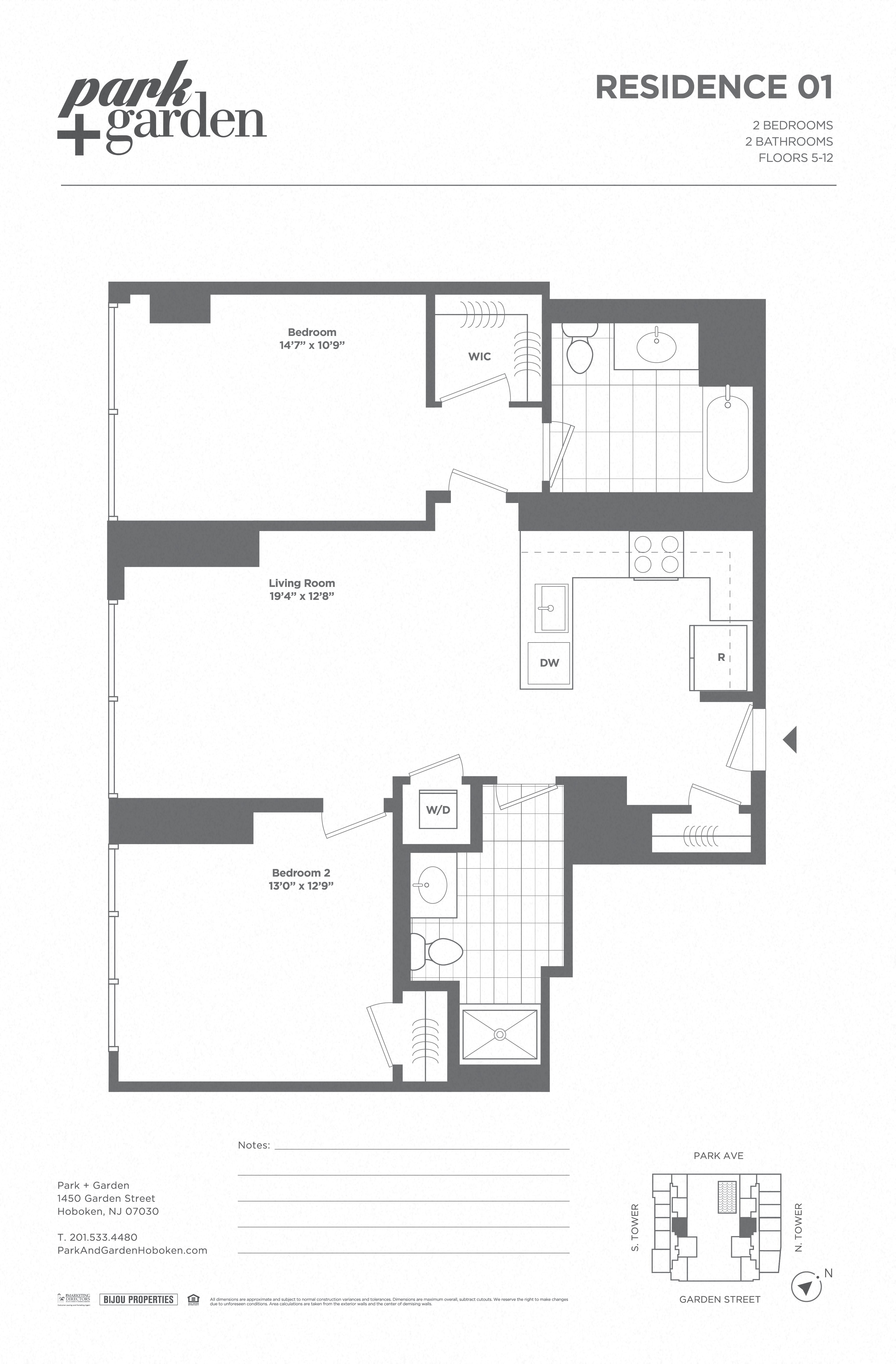 2 Bed/2 Bath floor plan