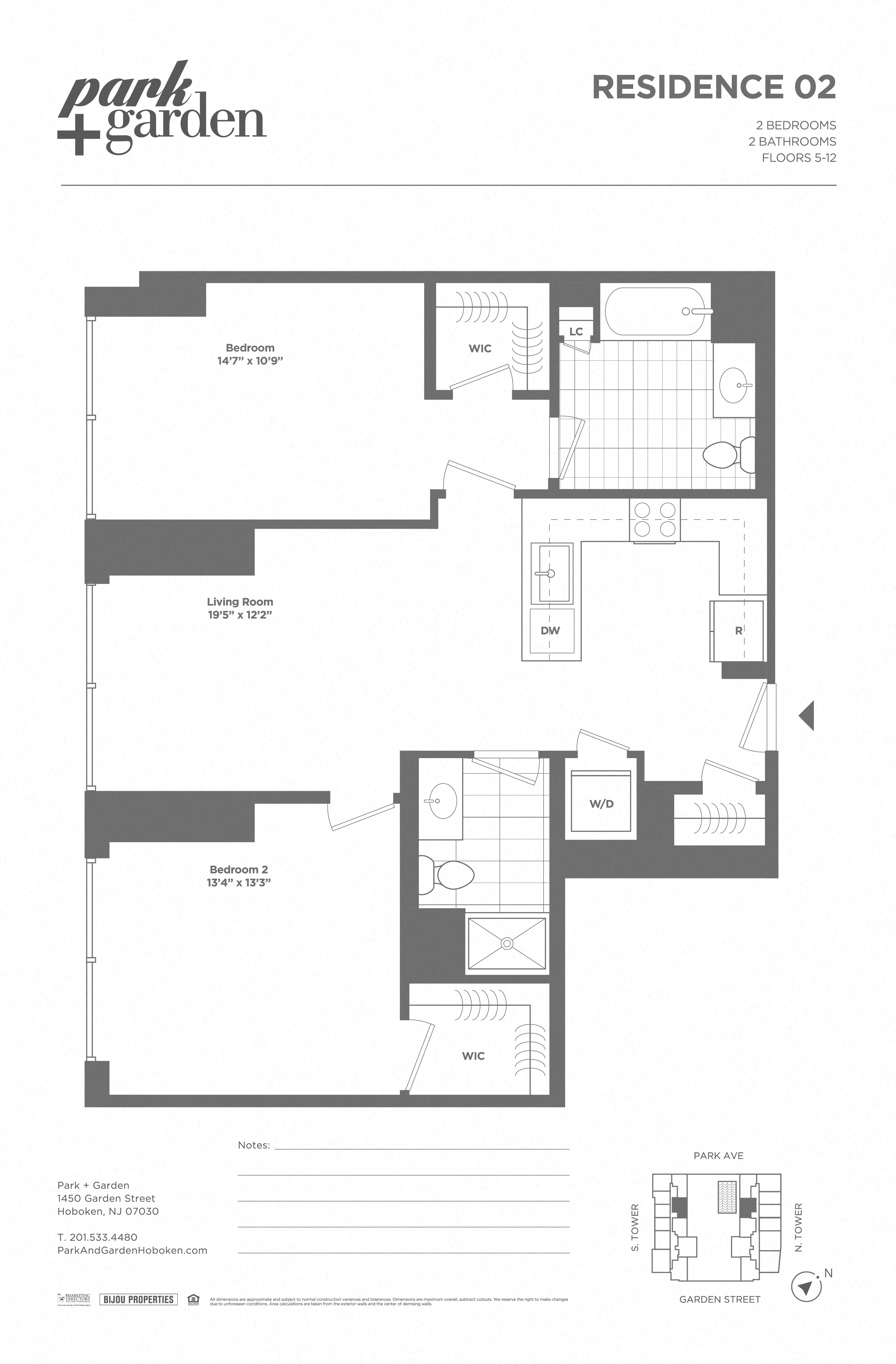 2 Bed/2 Bath floor plan