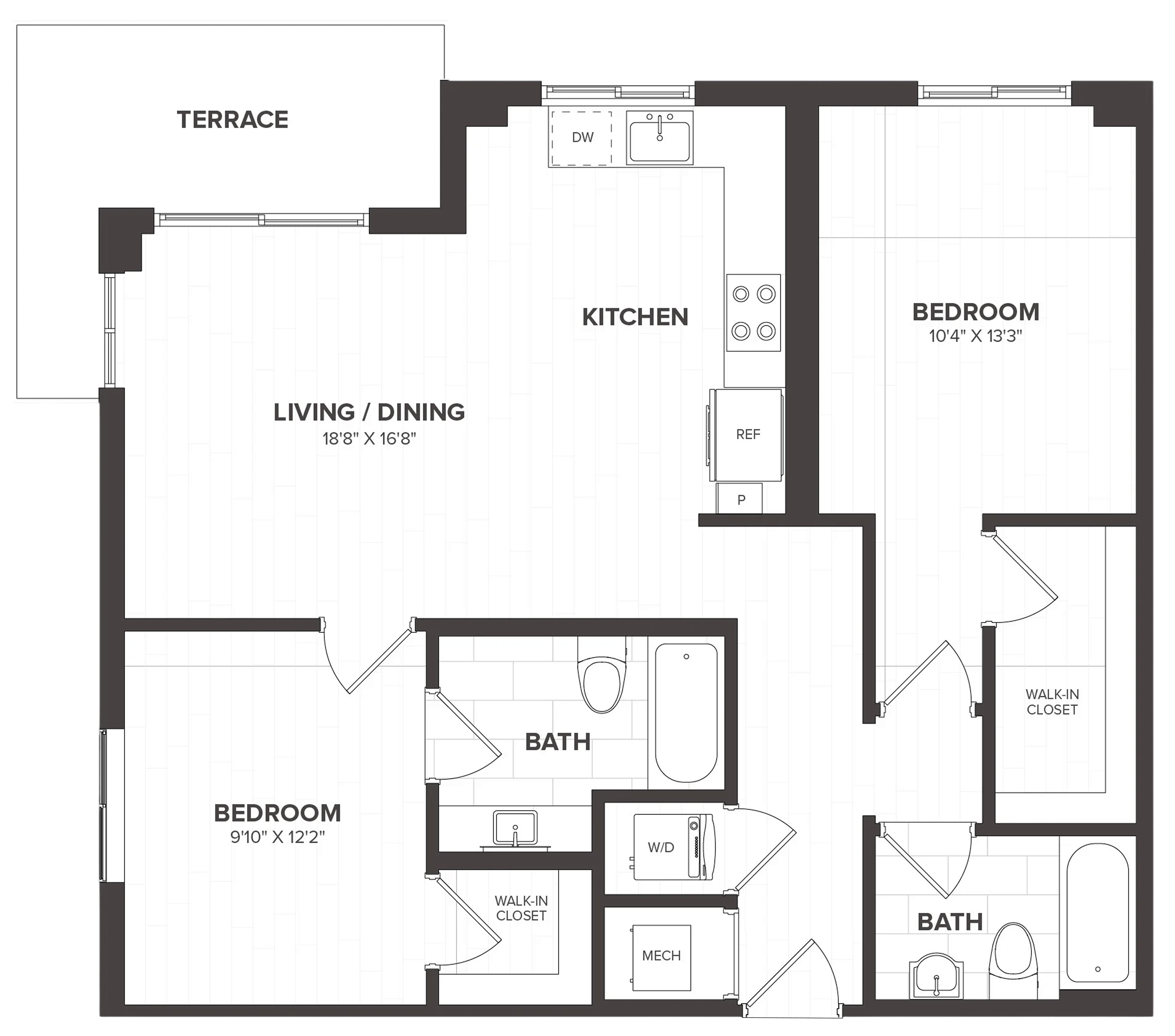 2 Bed/2 Bath-B8 floor plan