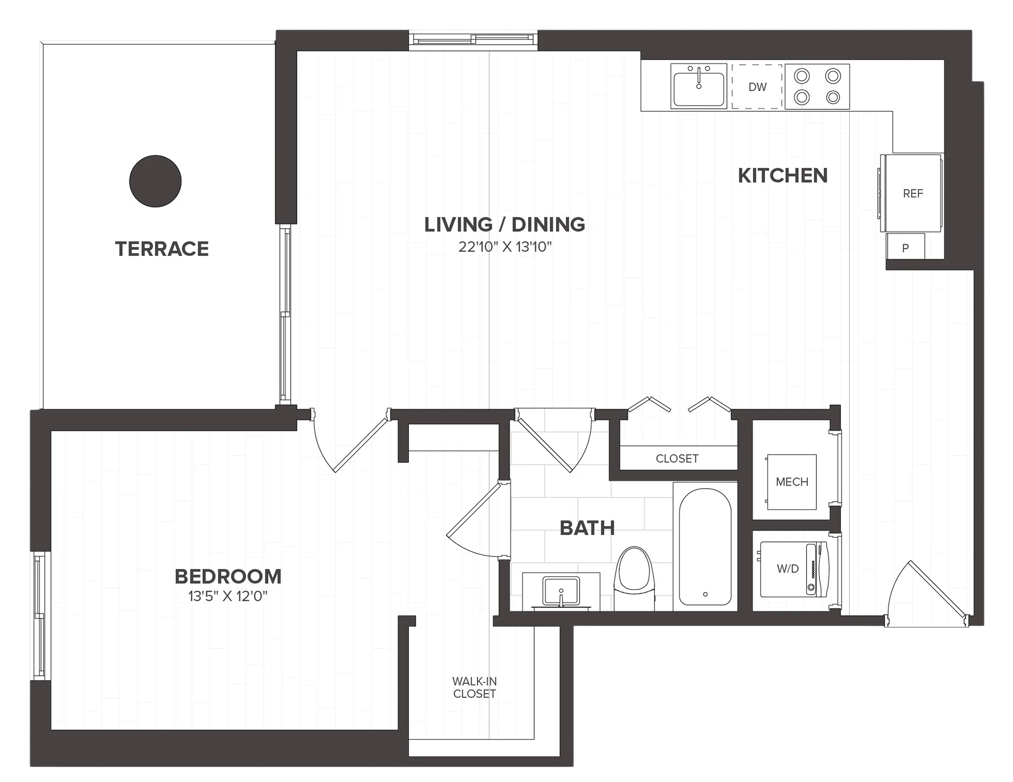 1 Bed/1 Bath-A4 floor plan