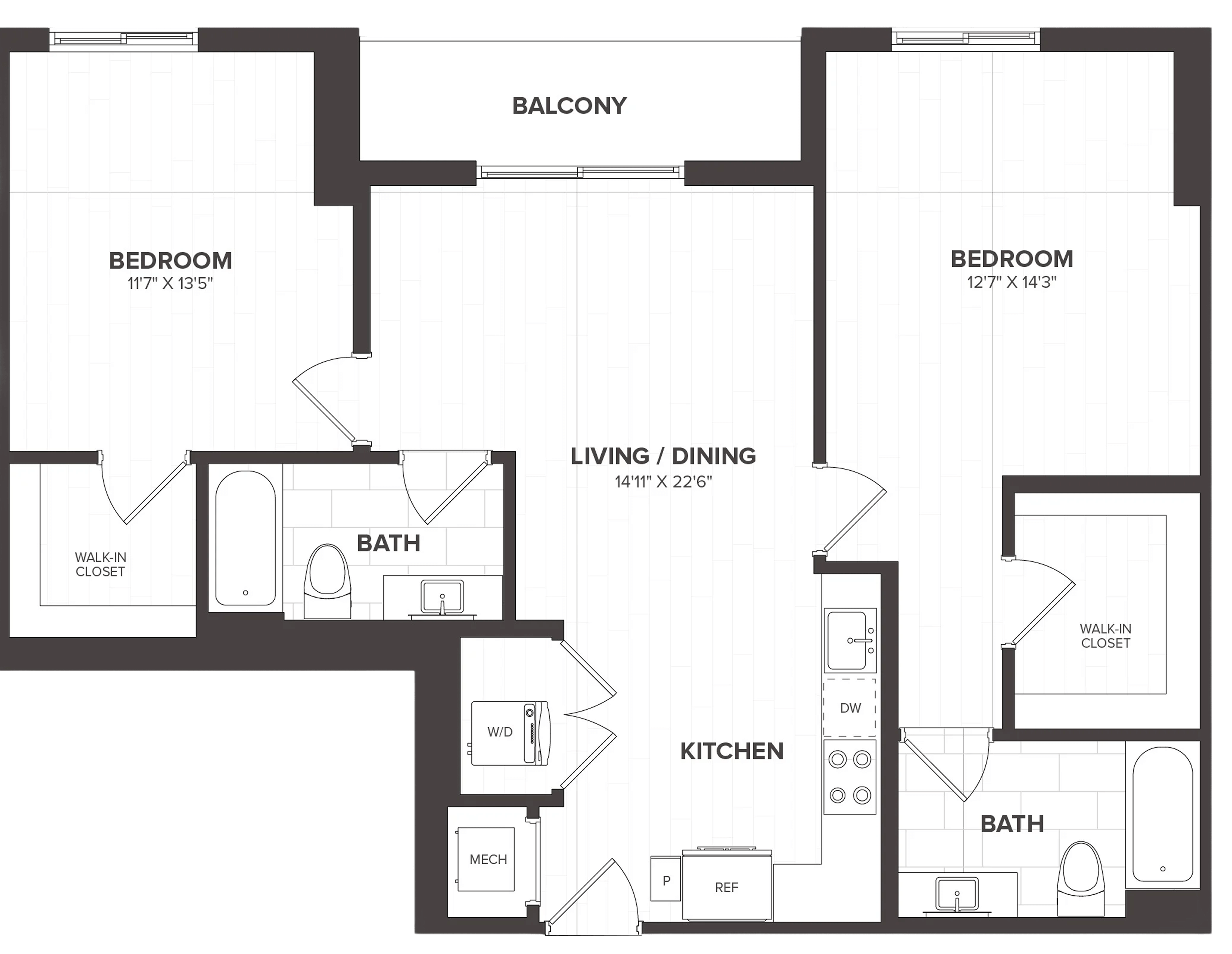 2 Bed/2 Bath-B4 floor plan