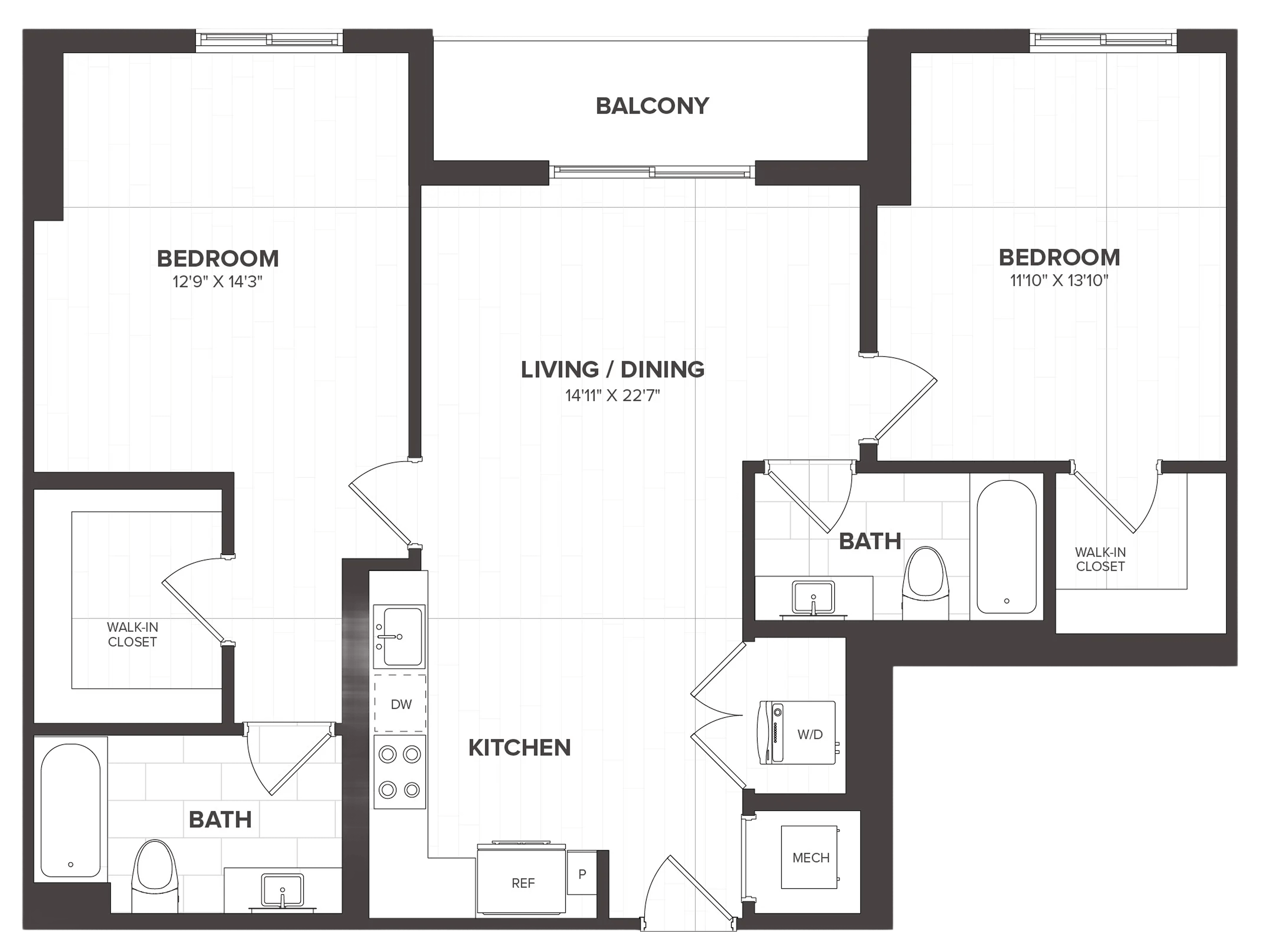 2 Bed/2 Bath-B9 floor plan