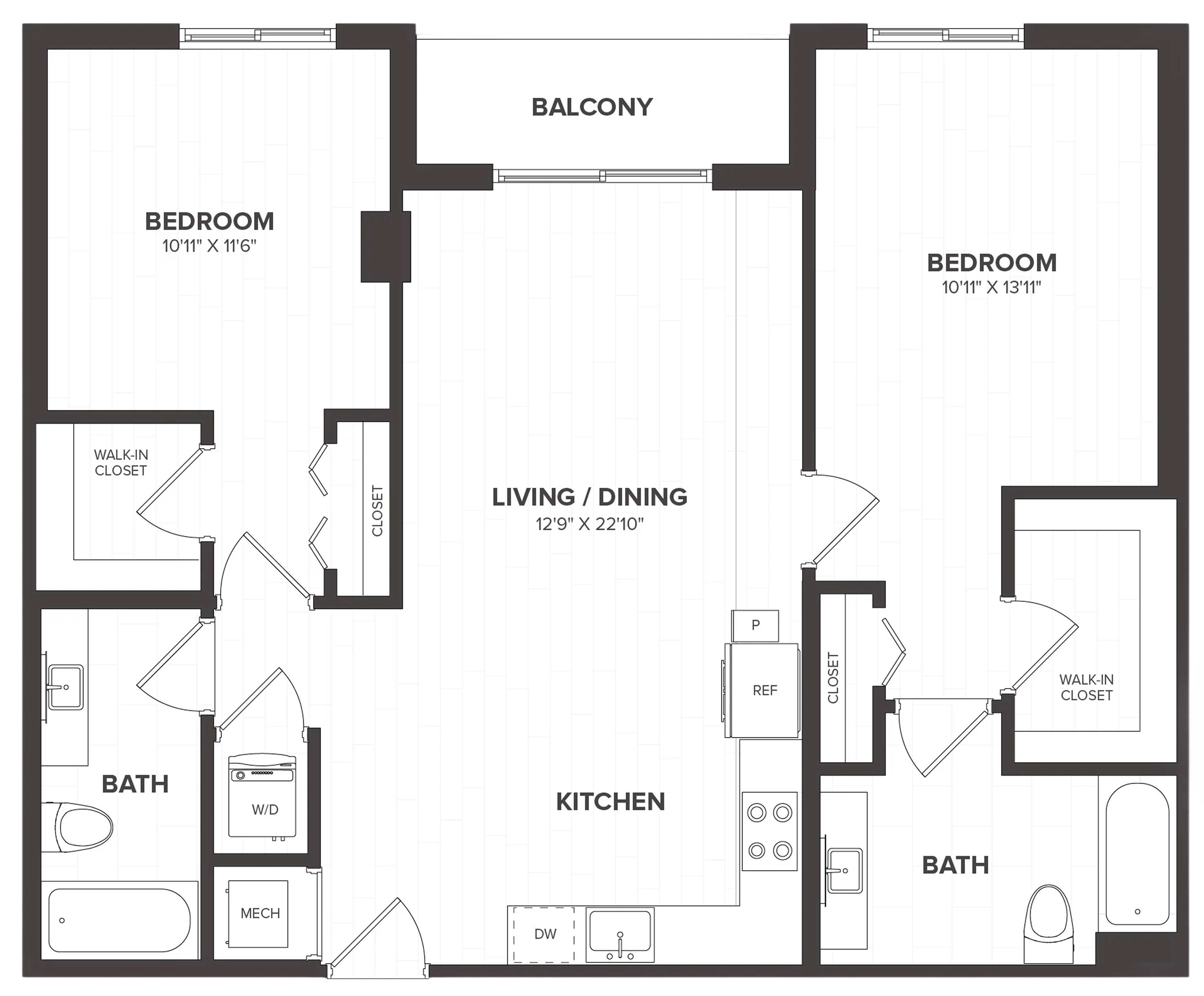 2 Bed/2 Bath-B12 floor plan