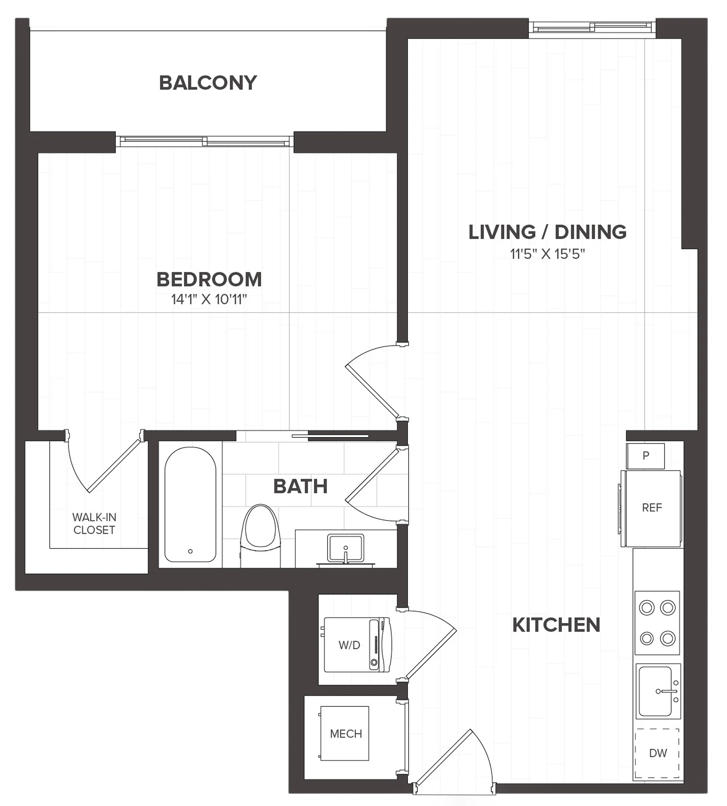 1 Bed/1 Bath-A1 floor plan