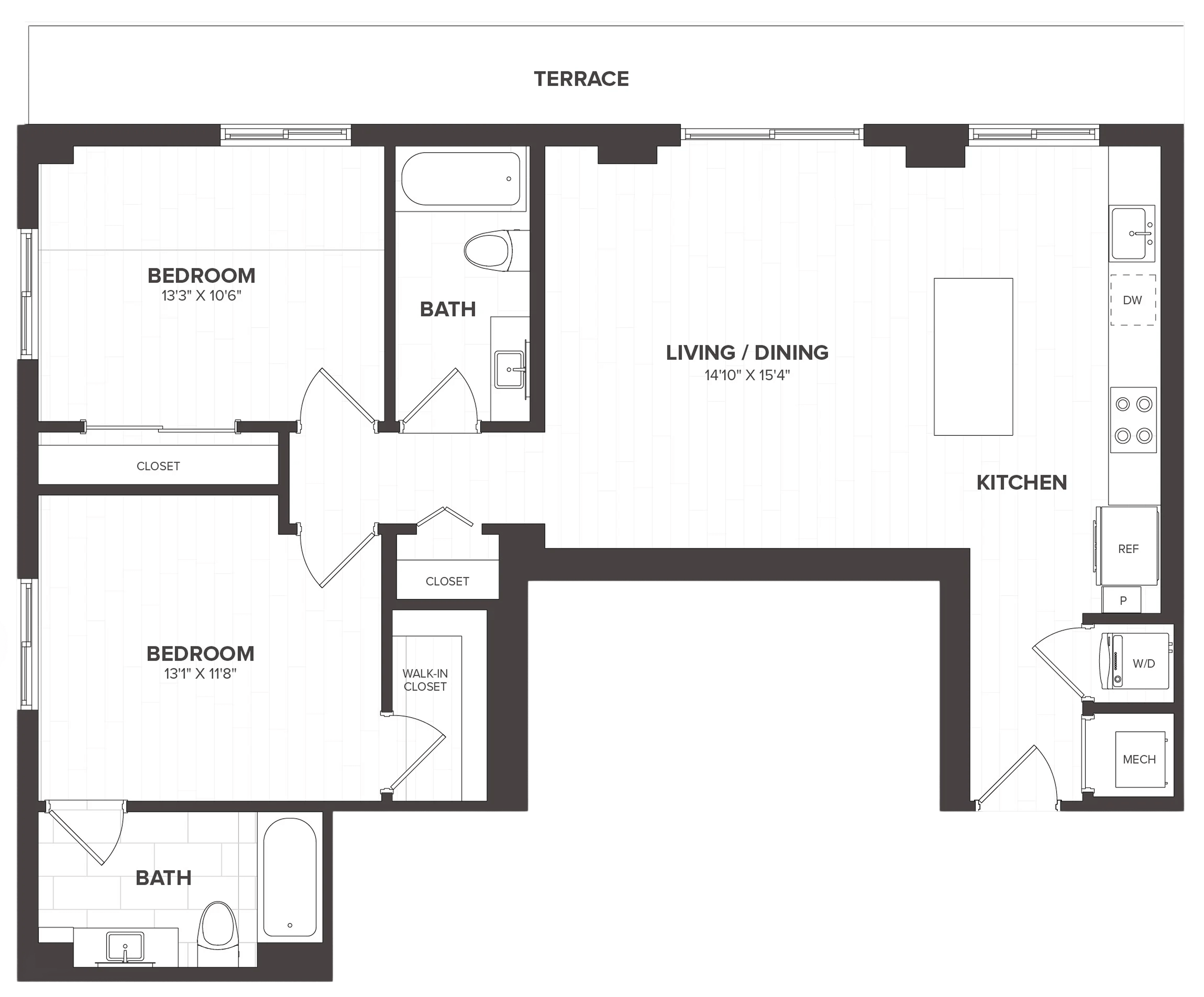 2 Bed/2 Bath-B5 floor plan