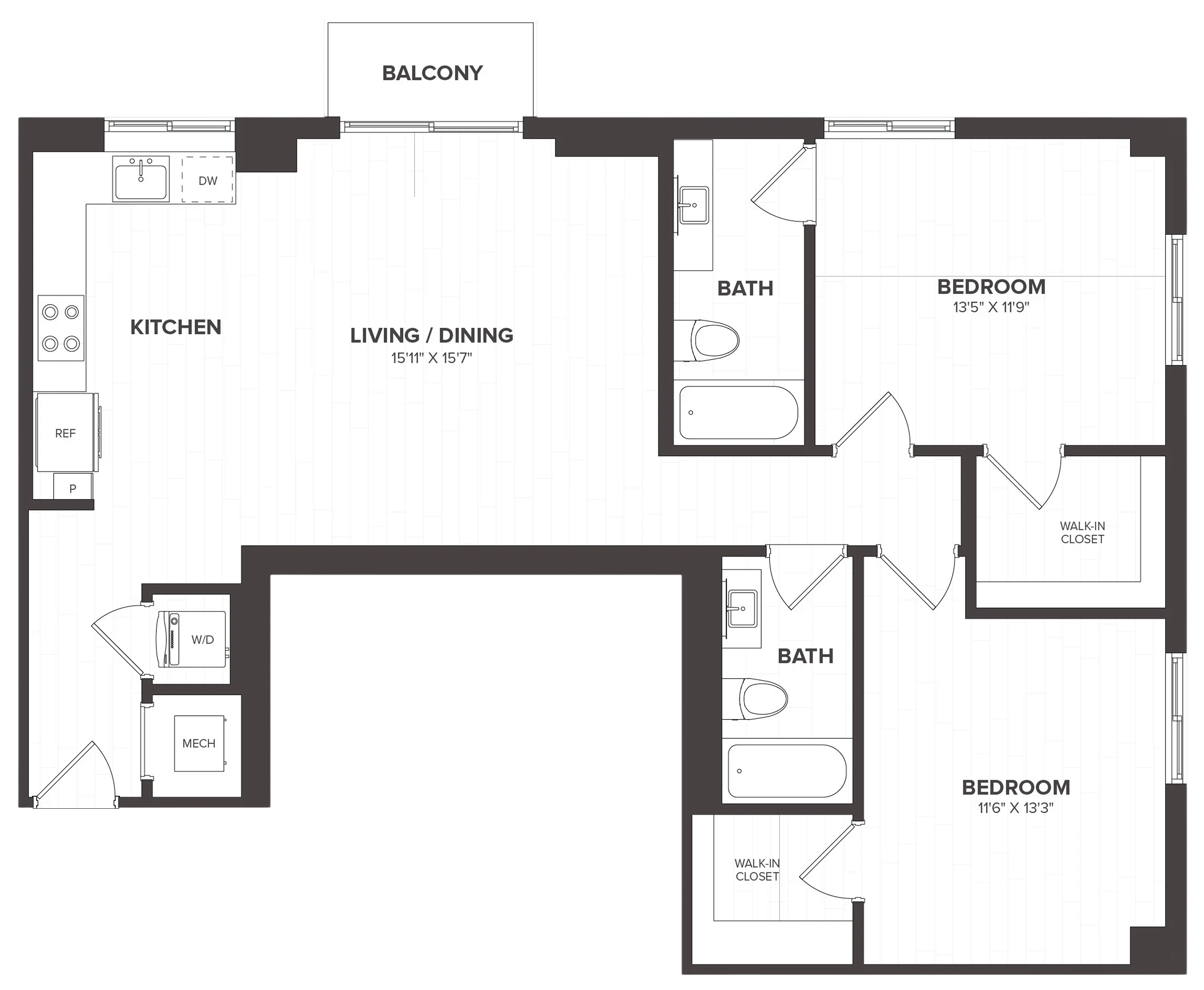 2 Bed/2 Bath-B2 floor plan