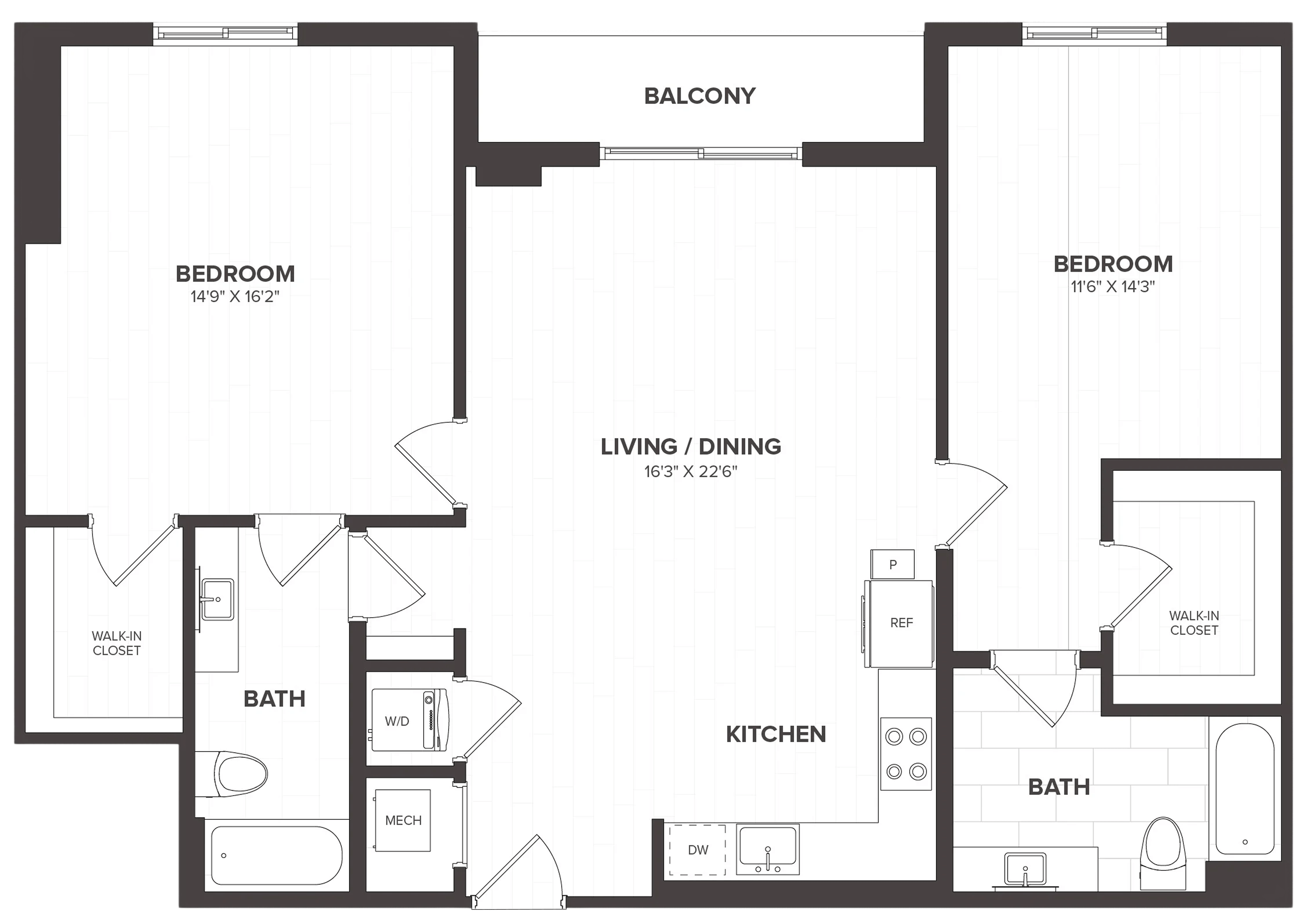 2 Bed/2 Bath-B10 floor plan