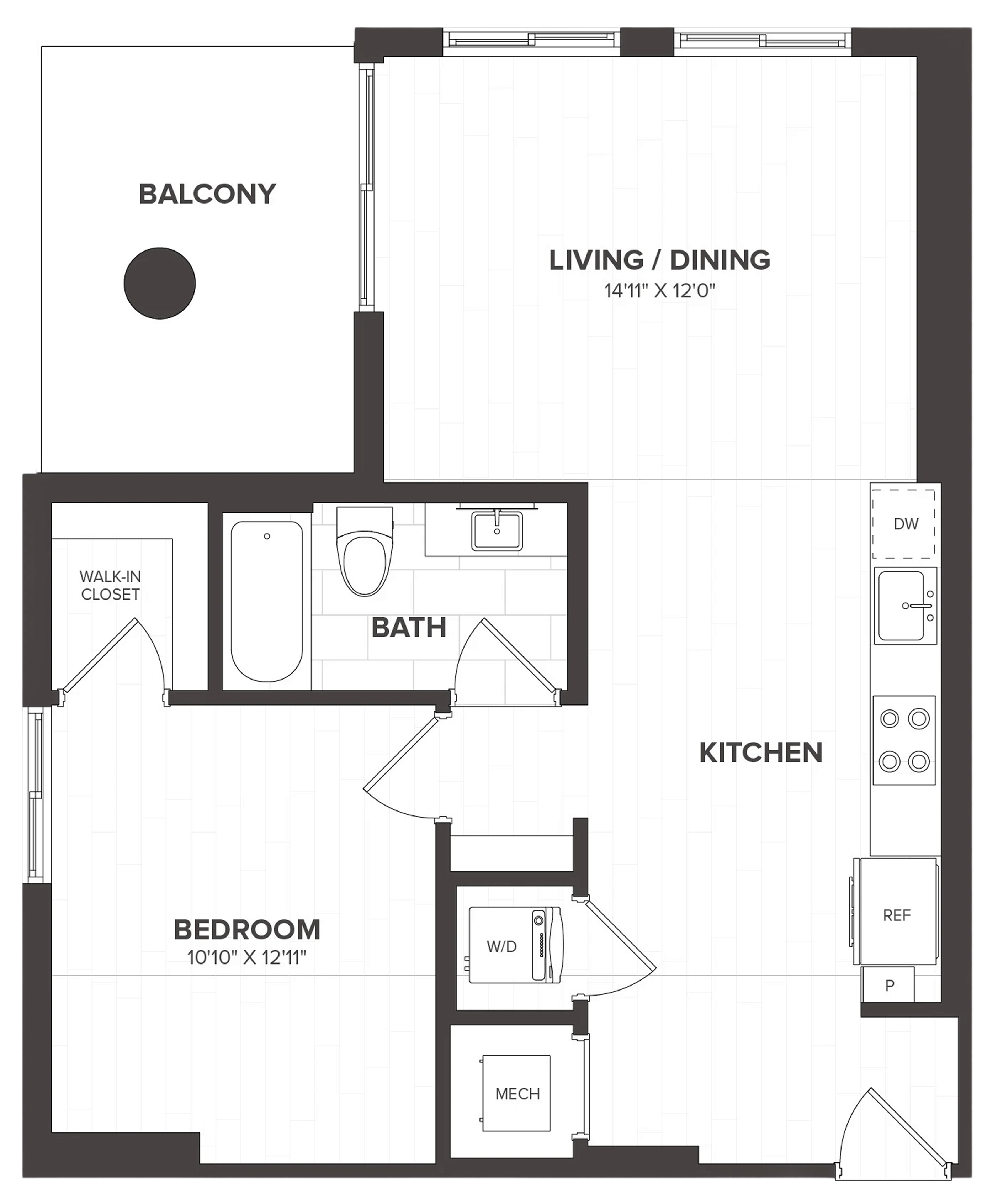 1 Bed/1 Bath-A10 floor plan