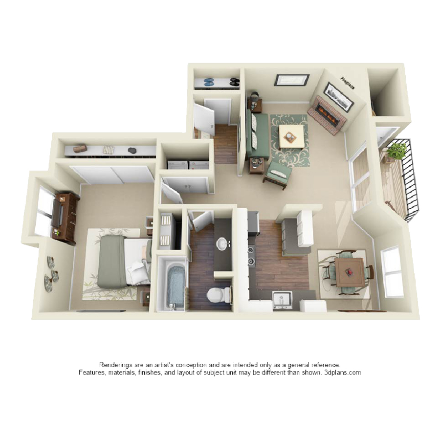 1BR / 1BA floor plan