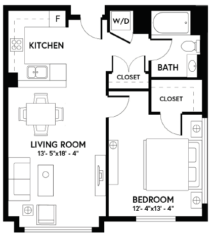1 Bed/1 Bath - A1 floor plan