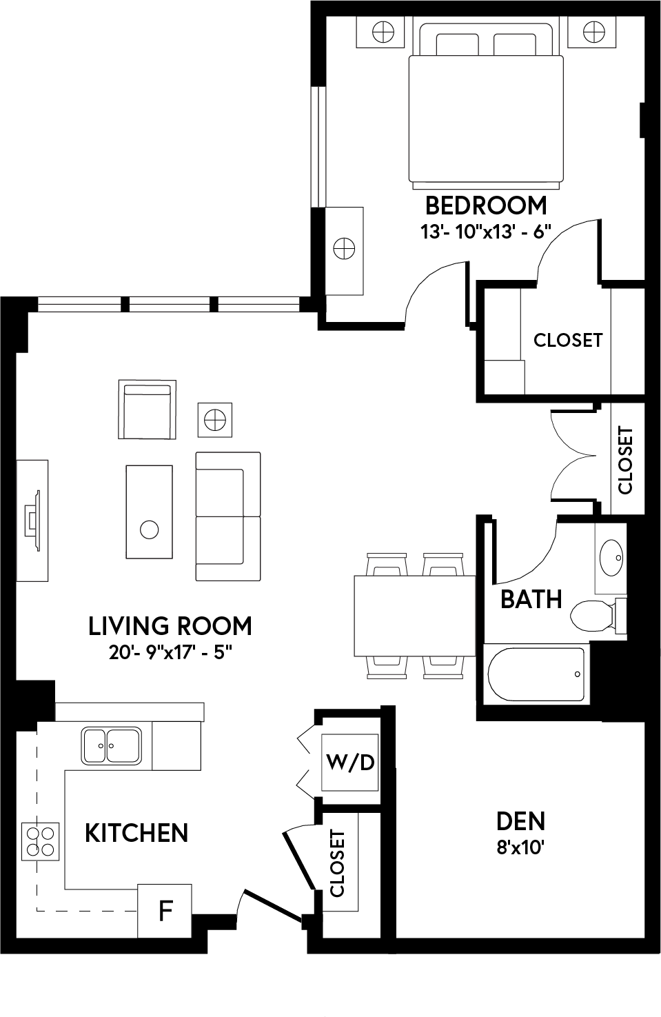 1 Bed/1 Bath Den  - AD1 floor plan