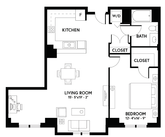 1 Bed/1 Bath Den  - AD2 floor plan