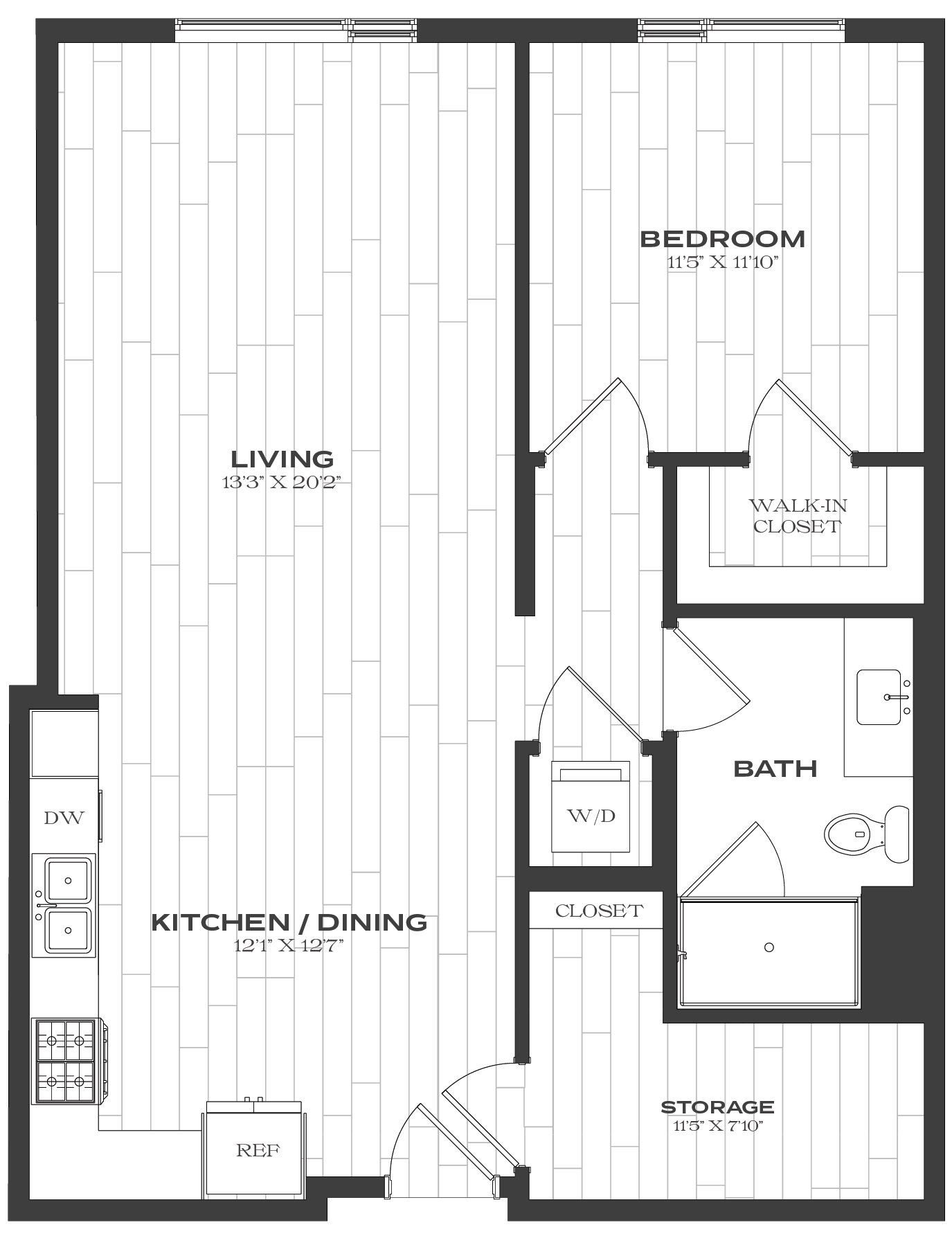 1 Bed/1 Bath-A7b floor plan