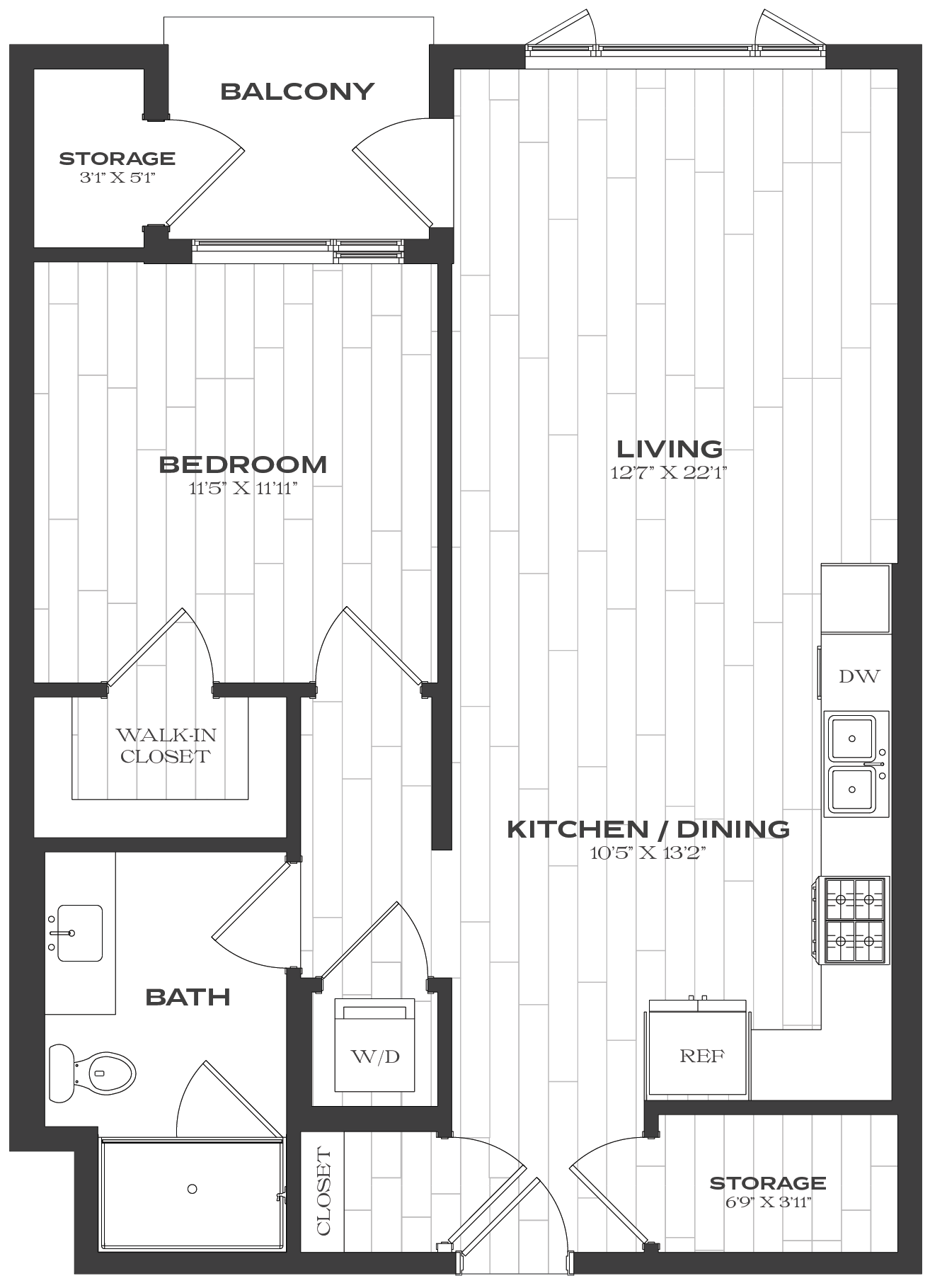 1 Bed/1 Bath-A6a floor plan