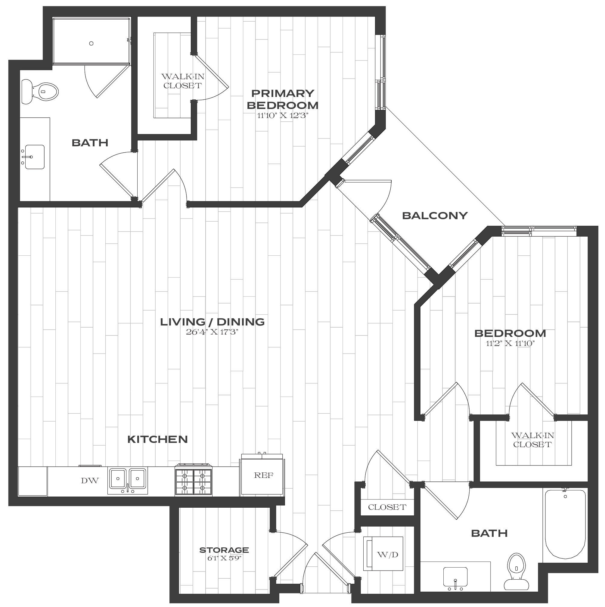 2 Bed/2 Bath-B6 floor plan