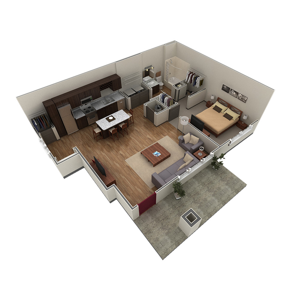 1 BR Grand Courtyard floor plan