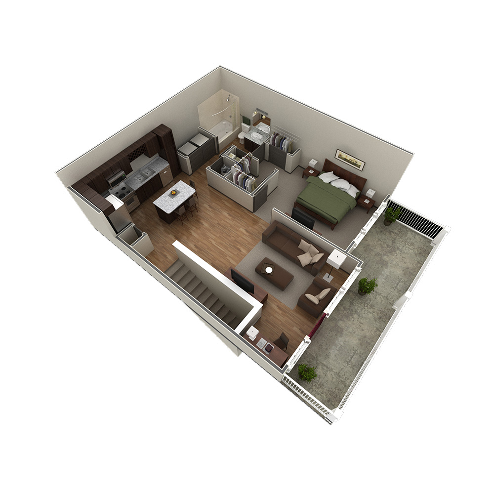 1 BR Designer Overlook floor plan