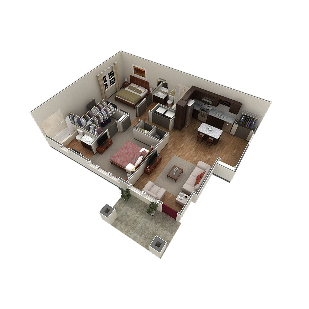 2 BR Designer Courtyard Garage floor plan