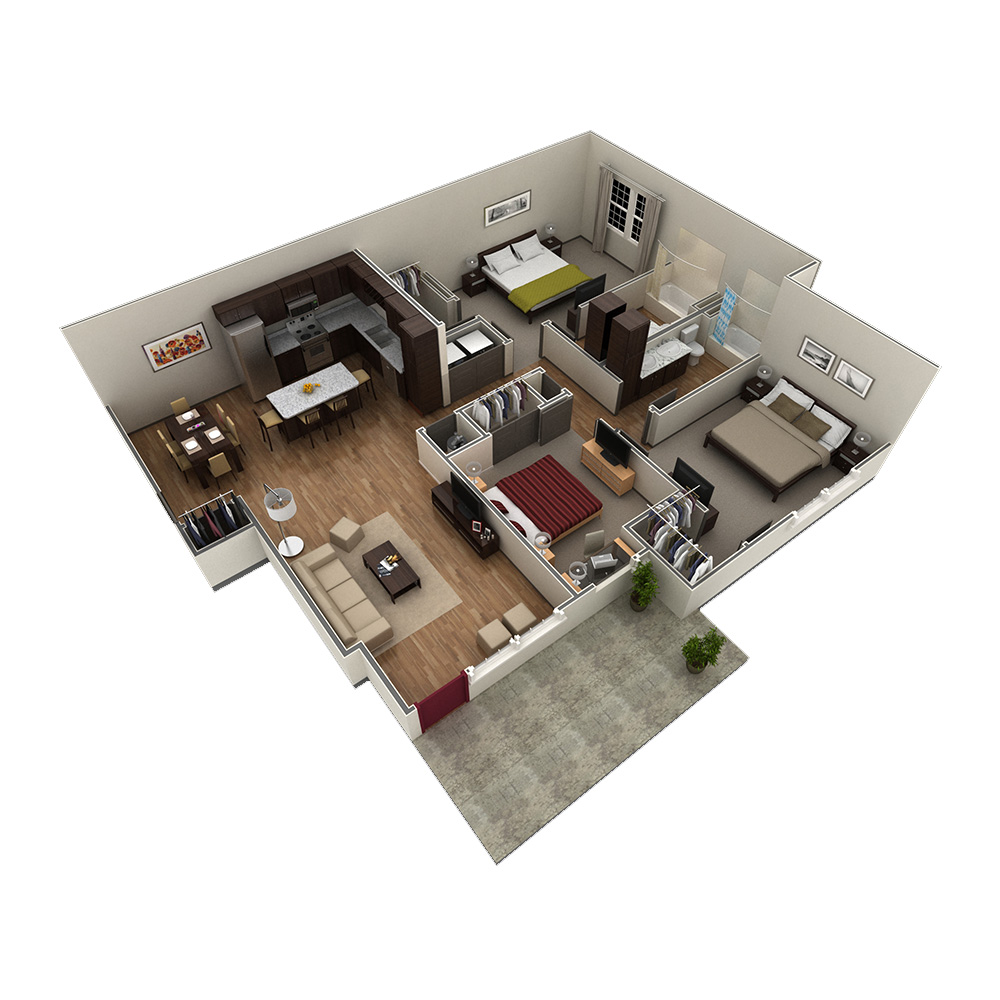3 BR Grand Courtyard Garage floor plan
