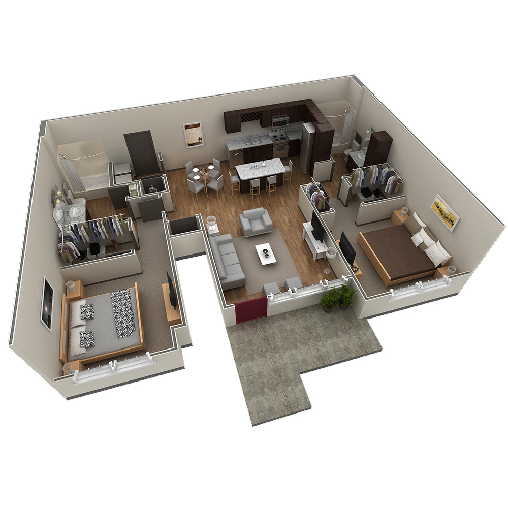2 BR Grand Courtyard Garage floor plan