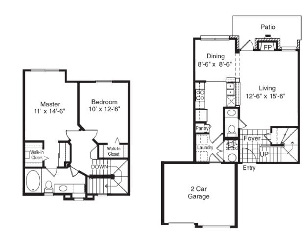 TH1 Renovated  Attached Garage Included floor plan